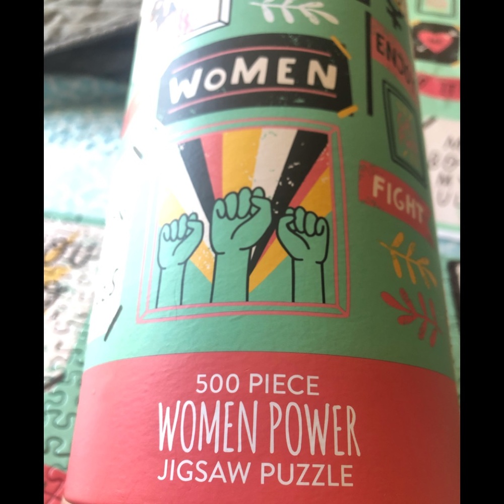 500 Piece Jigsaw Puzzle “Women Power” 19” x 14” Dimensions.  Cylinder box holder